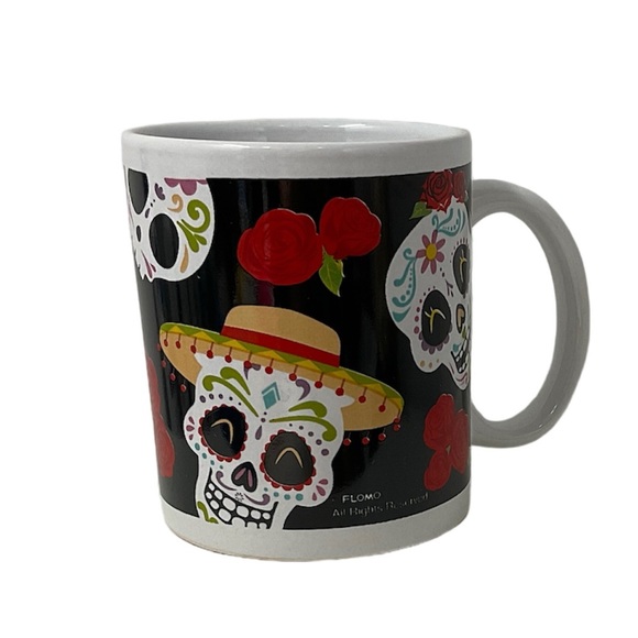 Sugar Skull Coffee Mugs Day of the Dead Set of 2 Gift Box - Picture 5 of 6